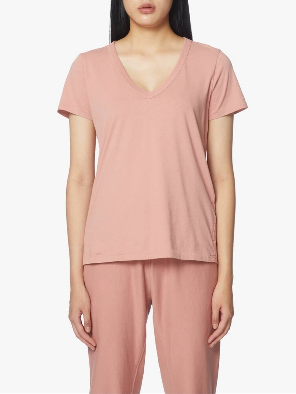 Rag & Bone Cotton Short Sleeve V-neck T-shirt In Mauvdout Sz S